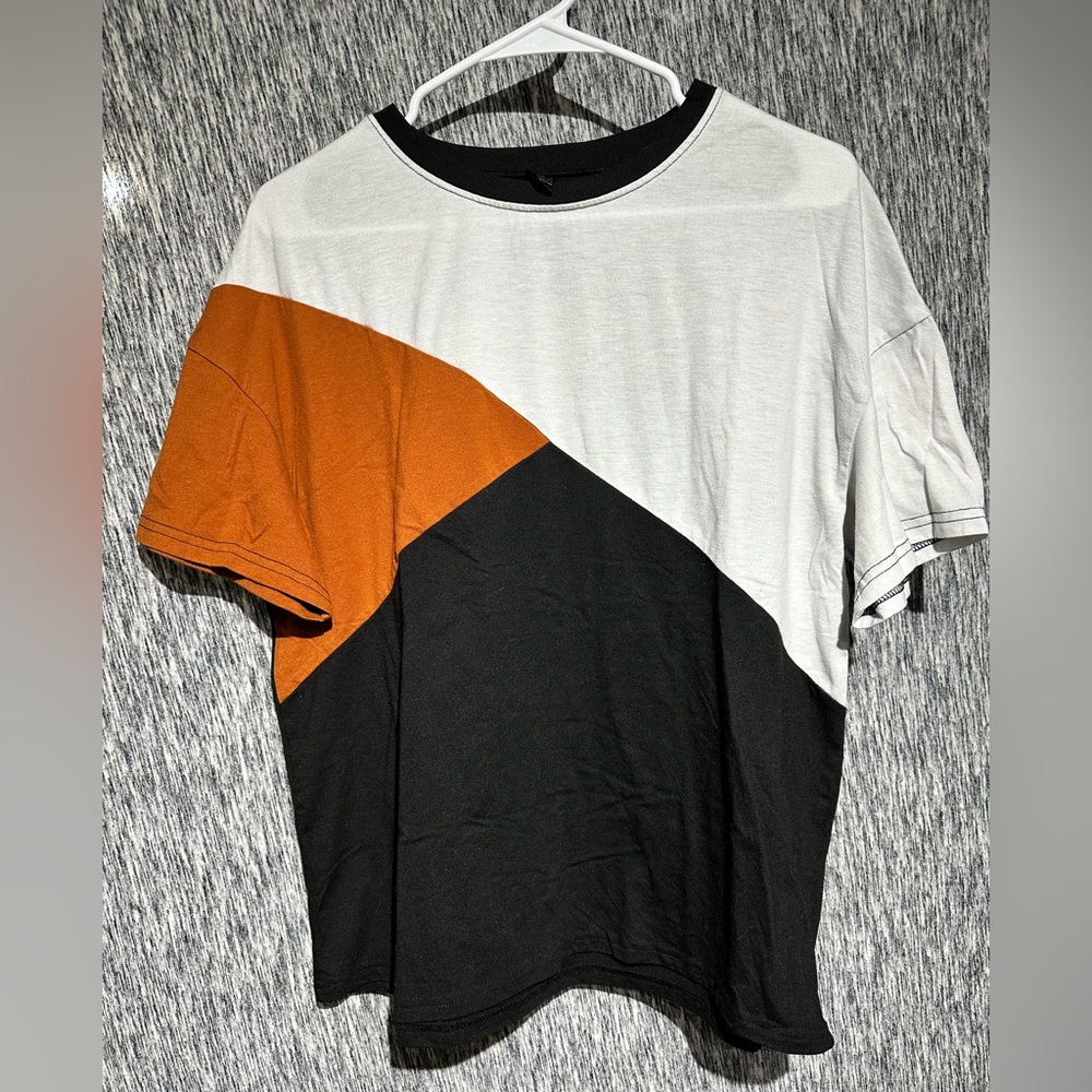SHEIN Colorblock Tee - Black, White, and Orange